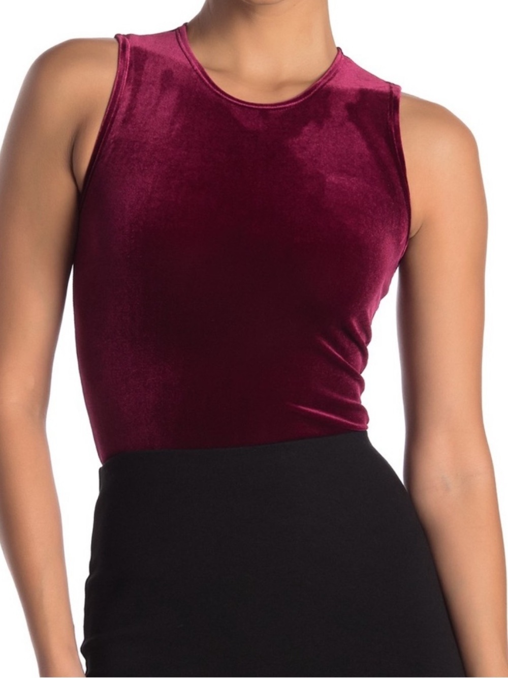 NWT Commando Burgundy Sleeveless Velvet Bodysuit